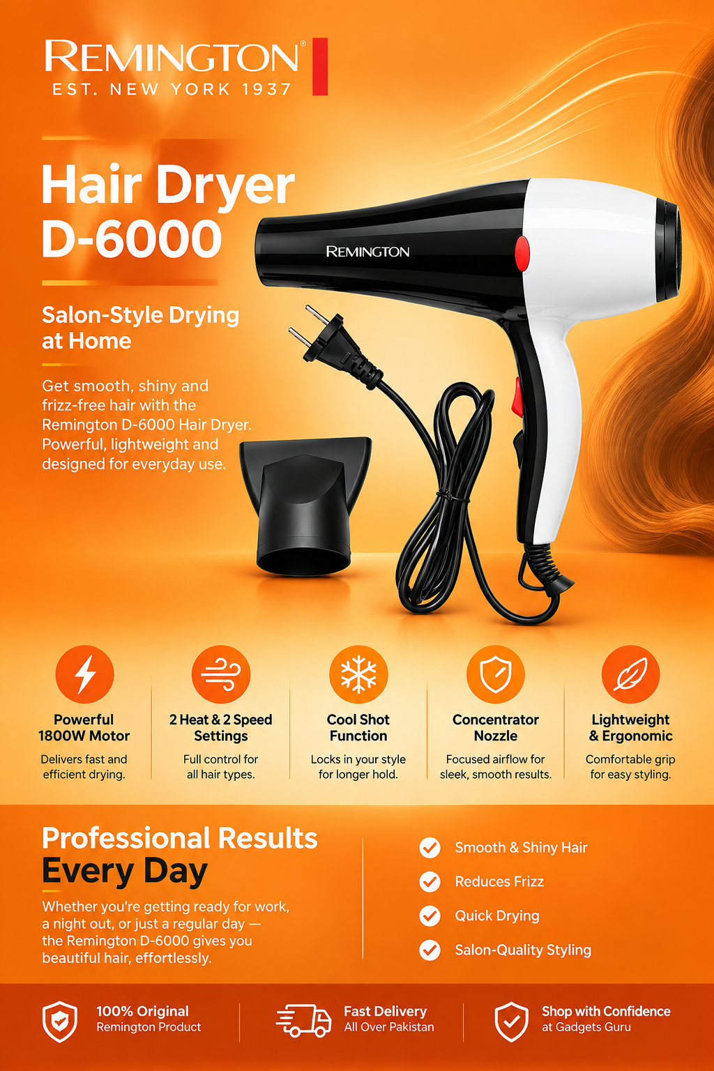Remington Hair Dryer D-6000 Remington Hair Dryer D-6000